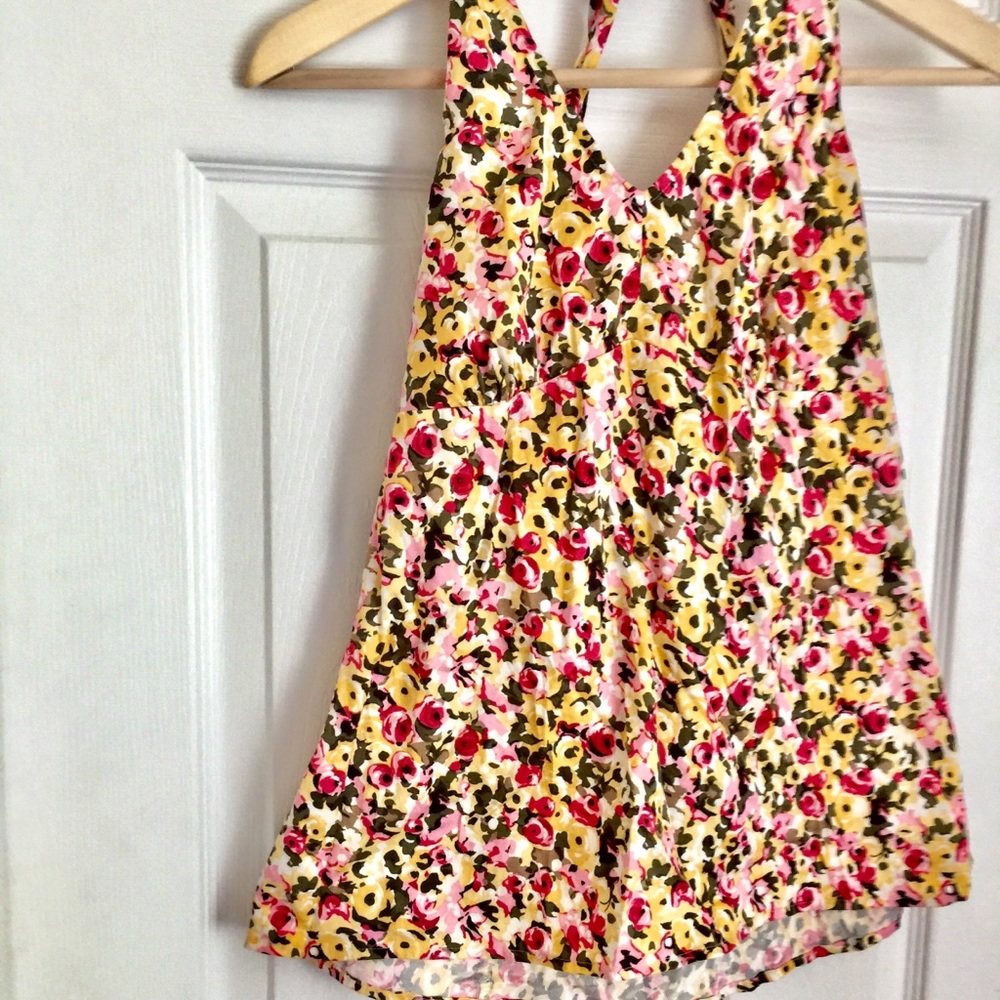 {LOFT} Floral Cotton Blend Halter Top Swing Tank